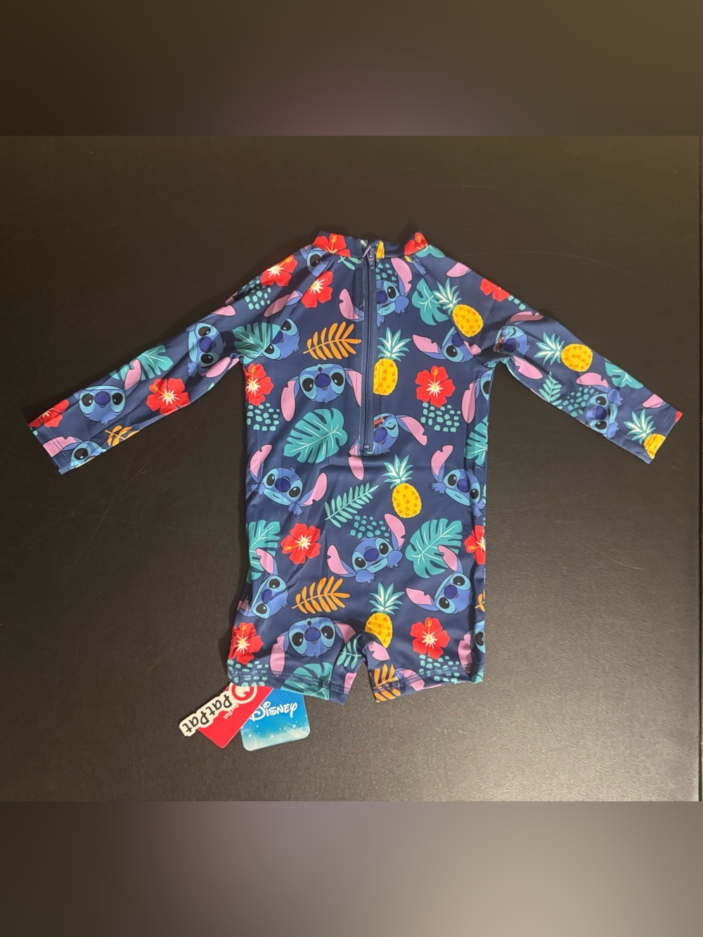 Patpat Disney Stitch Tropical Long Sleeve Rash Guard 9M-12M Swimsuit. New.